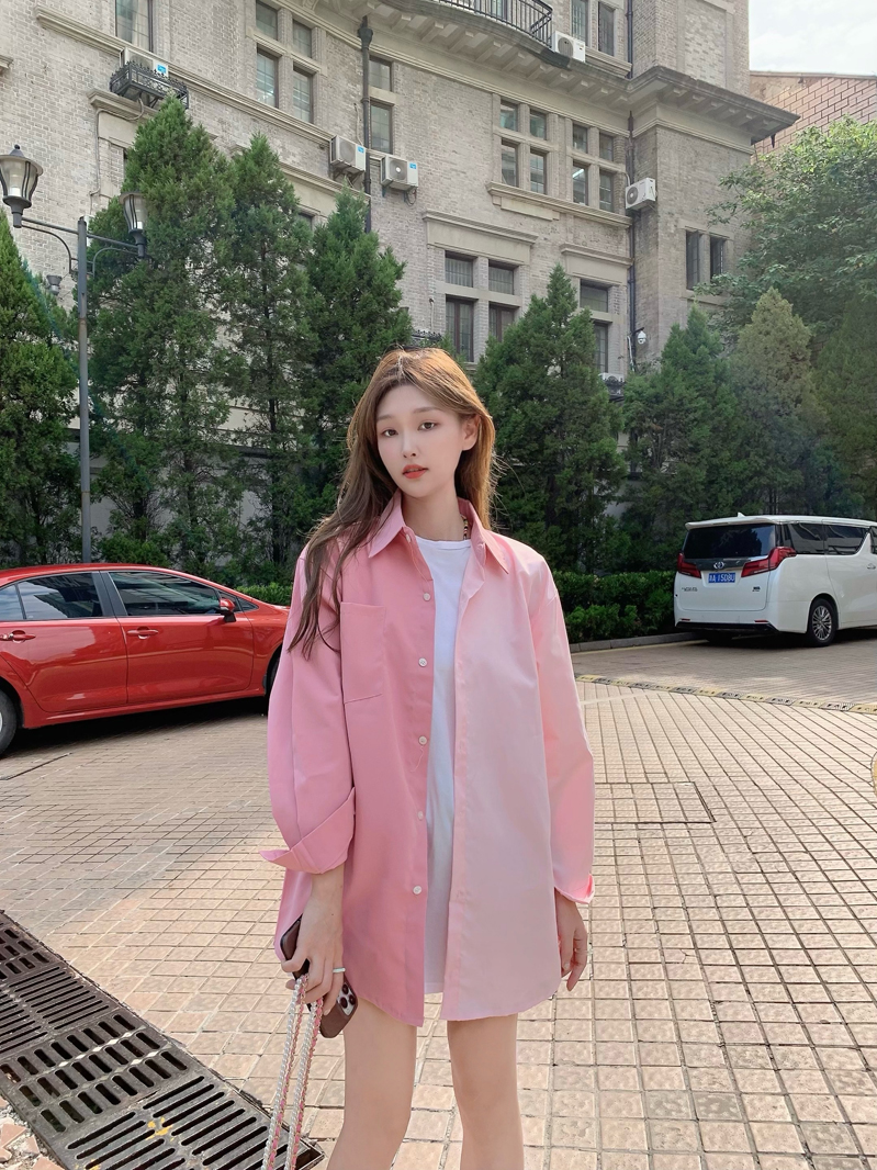 디자인 센스 배색 패치워크 자외선 차단 여성 셔츠 2026 여름 패션 작은 대중 루즈핏 한국 스타일 셔츠 재킷 ins