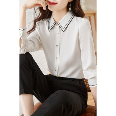 批发白色雪纺职业衬衫女士春季2026新款长袖上衣法式设计感小众春