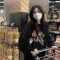 郁金香纯棉黑卫衣女春秋薄款oversize小众高街潮牌ins设计感上衣轮播图2