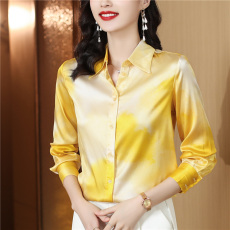 批发2026春秋季新款女士印花重磅真丝衬衫长袖<b class='q'>大码</b>宽松桑蚕丝衬衣上衣