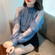批发已出货2026秋新款雪纺衫长袖女秋韩版潮露肩上衣一字肩网纱洋气