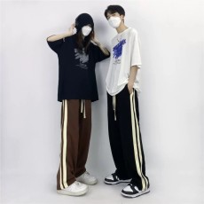 批发官图250<b class='q'>哥</b><b class='q'>弟</b>纹织带条   休闲裤女高街嘻哈条纹阔腿运动裤