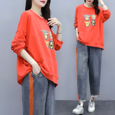 批发2026春秋装新款<b class='q'>韩版</b>宽松<b class='q'>大码</b>显瘦文艺印花休闲套装女时尚两件套