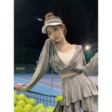 批发韩版气质长袖外套高腰短裙子2024早<b class='q'>秋</b>时尚新款洋气运动休闲套