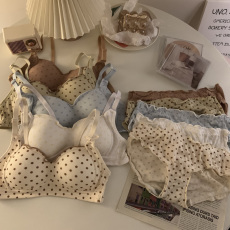 批发实价实拍甜美波点小胸胸罩无钢圈聚拢文胸套装收副乳防下垂内衣女