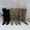 秋冬新品 韩国西部牛仔堆堆靴 百搭骑士高筒气质长筒靴 跟高3cm轮播图5