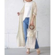 批发2022秋季外贸新款 出口日<b class='q'>本原</b><b class='q'>单</b>镂空勾花时尚网眼长款针织开衫女