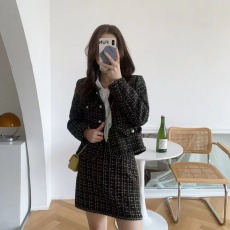批发现货韩国小香风套装女2022秋季新款洋气减龄粗花呢外套+半身裙