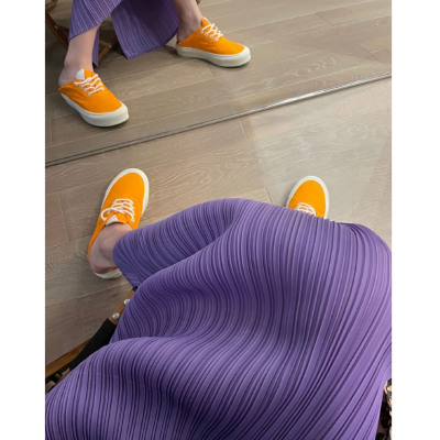 褶皱半裙一步裙紫色百褶显瘦bi入褶皱净色半身裙