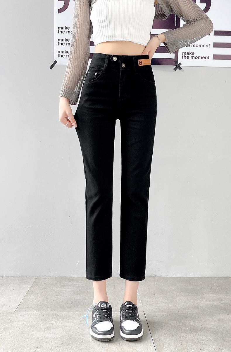 Cigarette pants women's jeans spring and autumn high waist slimming tall loose nine-point cigarette straight pants