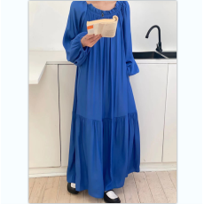 批发实拍韩版新款<b class='q'>一字肩</b>圆领两穿宽松系带显瘦长款<b class='q'>连衣裙</b>