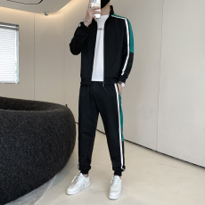 批发2024秋<b class='q'>冬</b>季男士新款休闲运动套装青少中年立领两件套外套男开衫