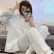批发L-3XL 夹层月子服<b class='q'>哺乳</b><b class='q'>睡衣</b>秋季家居服可调节套装孕妇