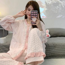 批发L-3XL夹层月子服<b class='q'>哺乳</b><b class='q'>双</b>长睡衣秋季家居服可调节套装孕妇