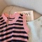 法式甜美粉色条纹针织无袖短上衣女2022夏季新款甜辣气质背心外穿轮播图2