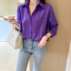 批发实拍韩版秋季新款女装翻领纯色基础款<b class='q'>雪纺</b><b class='q'>衫</b>开衫衬衫打底衫衬衣