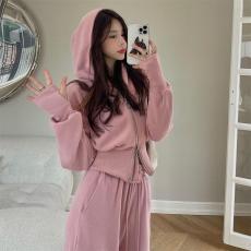 批发米呢连帽卫衣<b class='q'>外套女</b>潮ins秋季2027新款设计感双头拉链<b class='q'>短</b>款上衣