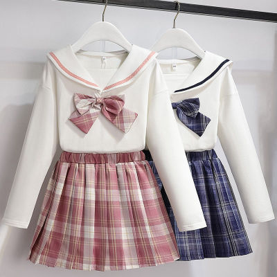 女童春秋套装童装2022新款网红洋气时髦连衣裙JK裙儿童衣服两件套