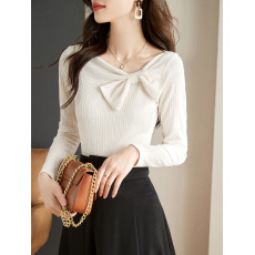 批发法式长袖针织打底衫女内搭春季2026年春装新款显瘦上衣洋气小衫