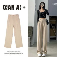 批发【250克<b class='q'>哥</b><b class='q'>弟</b>纹】垂感高腰大码女装西装裤女高腰显瘦直筒垂感休闲裤