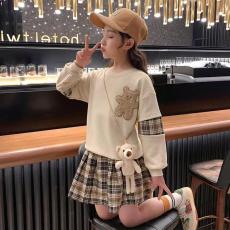 批发带小熊 裙子加内里 250克面料 <b class='q'>女童</b>套<b class='q'>装</b>秋冬2025中大童两件套潮