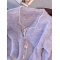 紫色v领针织衫短款小香风早秋季2022新款长袖毛衣外套女开衫外搭轮播图1
