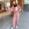 小个子炸街粉色运动套装女秋季2022新款韩版外套百搭阔腿裤两件套轮播图5