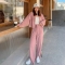 小个子炸街粉色运动套装女秋季2022新款韩版外套百搭阔腿裤两件套轮播图3