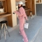 小个子炸街粉色运动套装女秋季2022新款韩版外套百搭阔腿裤两件套轮播图4