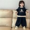 男女童秋款字母卡通卫衣韩国童装2022儿童洋气百搭阔腿休闲裤套装轮播图4