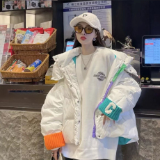 港风设计感小众连帽羽绒棉服女ins冬短款宽松加厚面包服棉服外套