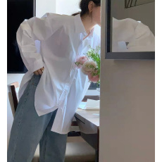 批发尺寸已更新INS博主zui爱蓝白条纹 基础高级感宽松长袖条纹衬<b class='q'>衫</b>