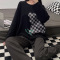 缤果睡衣 15569#春秋季女士长袖圆领睡衣针织仿棉圆领家居服套装轮播图1