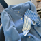 实拍！绵羊绒！蓝色针织开衫女设计感+带领巾轮播图3
