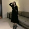 内搭裙子女秋冬v领仙黑色长裙小黑裙法式小众连衣裙轮播图4
