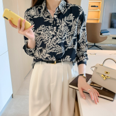 批发实拍洋气休闲秋季新款女装翻领<b class='q'>雪纺</b><b class='q'>衫</b>上衣开衫衬衫打底衫衬衣