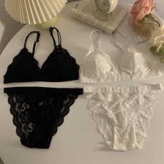 批发实拍实价 性感蕾丝无钢圈内衣聚拢无痕美背三角杯文胸内裤套装