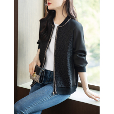 批发限价+12+小视频2026<b class='q'>春</b>秋季休闲钉珠拼接上衣女短款长袖外套百搭