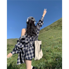 批发实拍实价~秋冬美式小众宽松美式复古纯棉磨毛厚实格子衬衫外套
