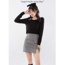 批发<b class='q'>韩国</b>纯欲风露肩毛衣2025秋冬新款修身显瘦短款挂脖针织衫女