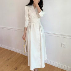 批发<b class='q'>韩国</b>chic 春季法式轻奢赫本风气质翻领收腰显瘦<b class='q'>西装</b>连衣裙