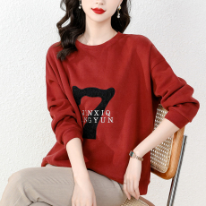 批发2026春季<b class='q'>卫衣</b>女秋装新款圆领<b class='q'>长袖</b>宽松复古绣花大码休闲百搭