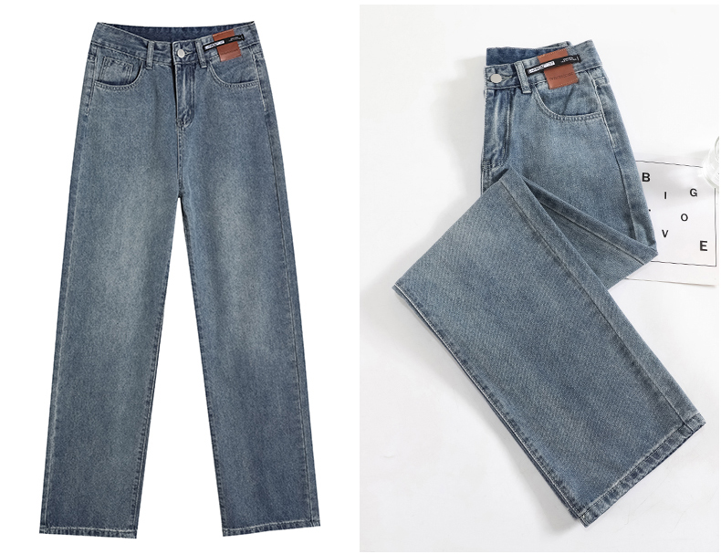 Quality prioritizes slimming, fashionable stylish denim jeans, women's straight fit, loose fitting, internet wide leg,_voghion.com