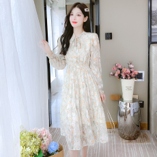 批发实拍2026装秋新款法式系带碎花雪纺<b class='q'>连衣裙</b>收腰显瘦配大衣打底裙子