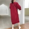 赫本风设计感炸街茶歇打底裙子2022年早春新款针织红色卫衣连衣裙轮播图5