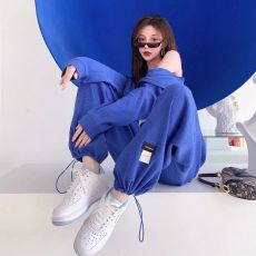 批发华夫格网红时尚休闲套装<b class='q'>女</b>春秋季短款连帽卫衣外套<b class='q'>运动</b>长裤两件套