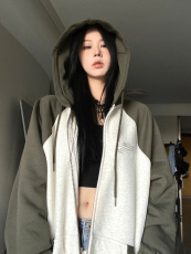 200斤大码卫衣港风bf薄款oversize韩版秋季小众ins宽松外套女卫衣