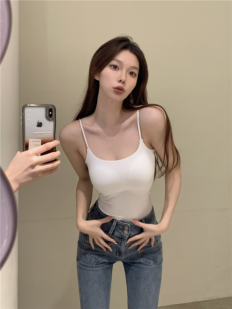 실사 정가 가을 다용도 운동 슬립 작은 조끼 벨트 가슴 패드 핫걸 몸매 가꾸기 외출용 인사이드 가져 가라. 만나는