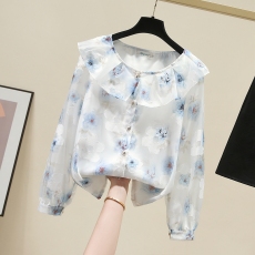 批发刺绣印花缎面衬衫2026春秋季新款法式宫廷风女装