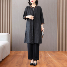 批发2023早秋新款香云纱上衣女中长款重磅真丝衬衫宽松大码桑蚕丝外套